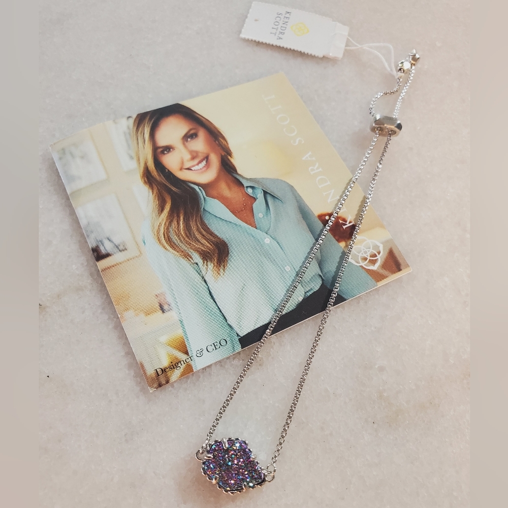 Kendra Scott Multi Iridescent Drusy Theo Silver Bracelet NWT